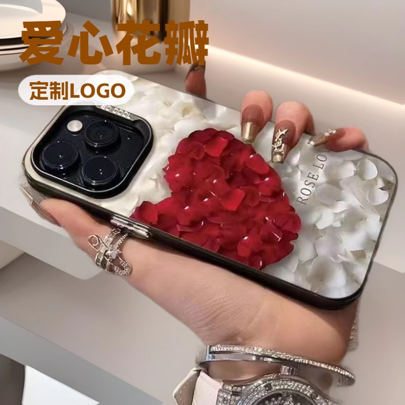 Los pétalos de amor son adecuados para Apple 16Promax, carcasa de teléfono móvil, carcasa de gas, iPhone 15/14/13 Europa y América 12