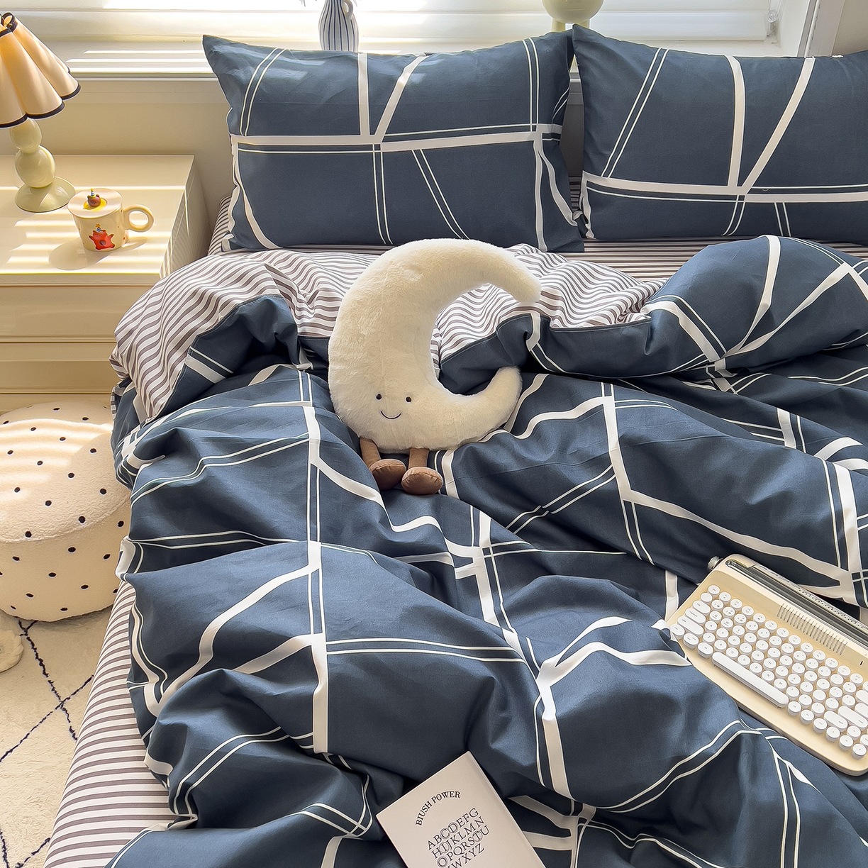 ins dormir desnudo cuatro piezas de sábanas de algodón imitación cubierta madre y bebé clase A dormitorio tres piezas de ropa de cama regalo