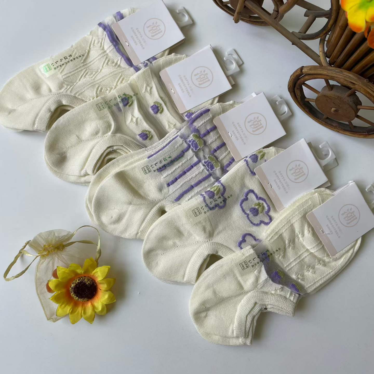 Running Volume Crystal Stockings Women's Invisible Boat Socks Short Socks Summer Thin Silk Cotton Bottom Boat Crystal Glass Stockings for Women