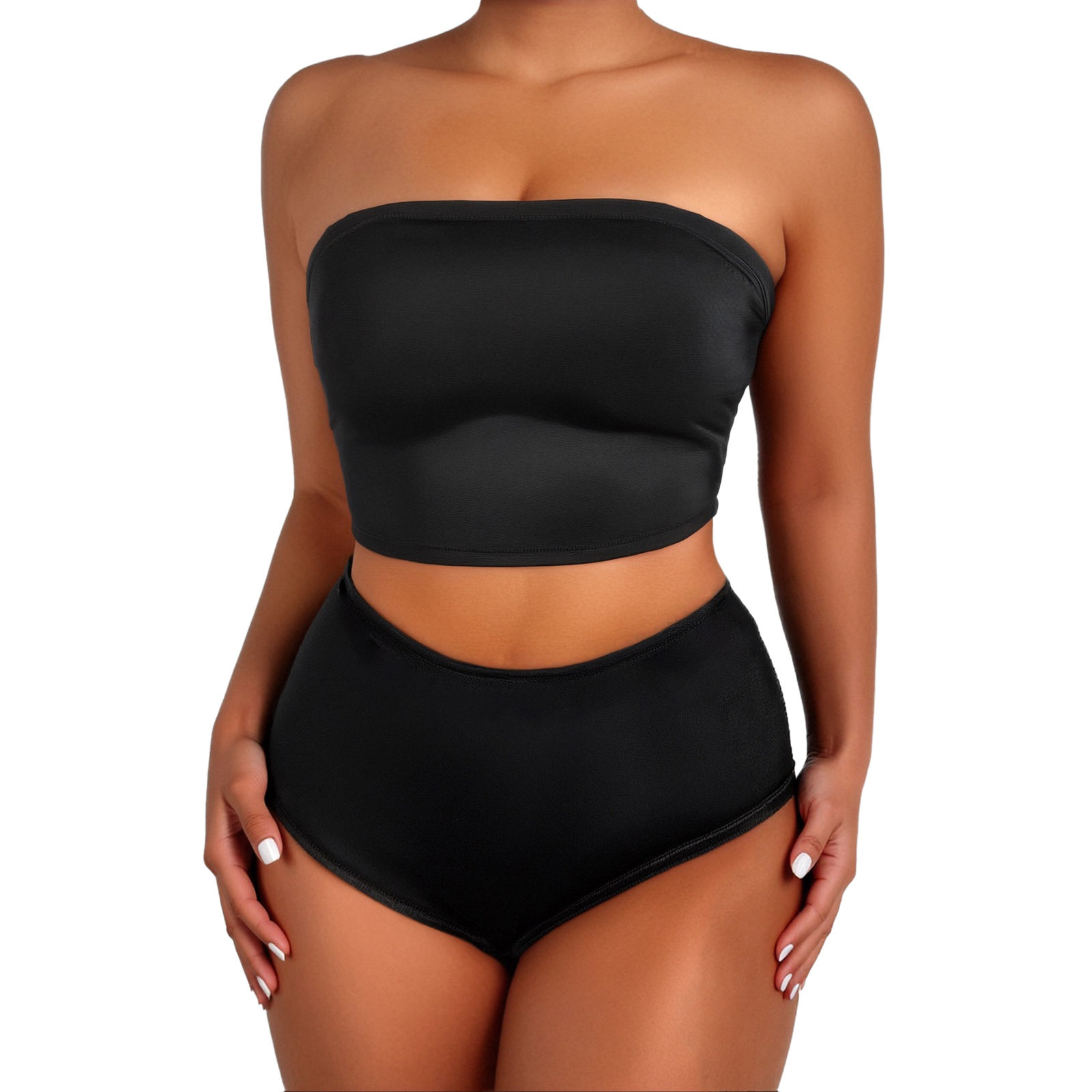 2025 New European and American Bikini Split Strapless High Waist Two-piece Swimsuit