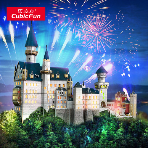 LED Light Cube New Swan Castle 3D Puzzle City Building Children's DIY Creative Model Gift 
