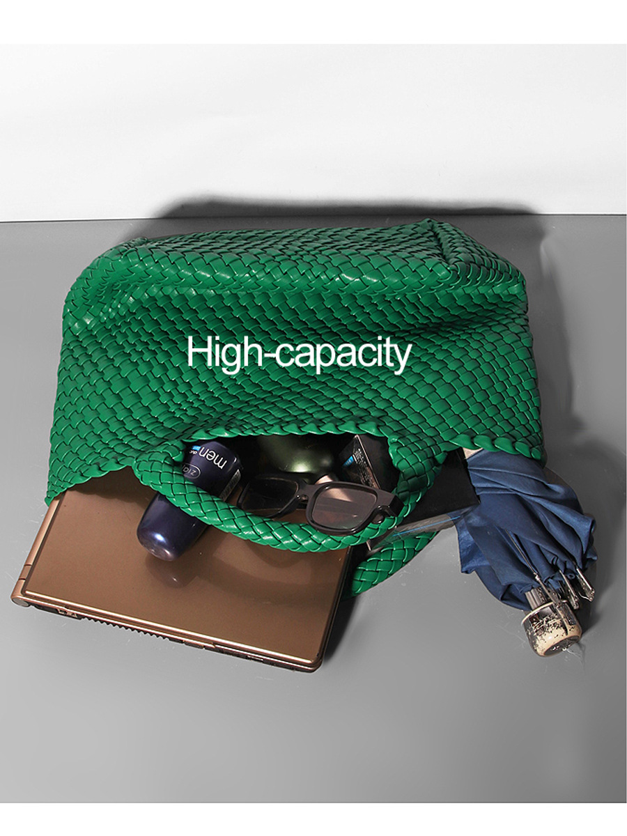 Bolso de cubo de cuero suave, bolso de tote tejido, bolso grande europeo y americano, bolso transfronterizo de comercio exterior de Amazon, bolso de canasta de verduras