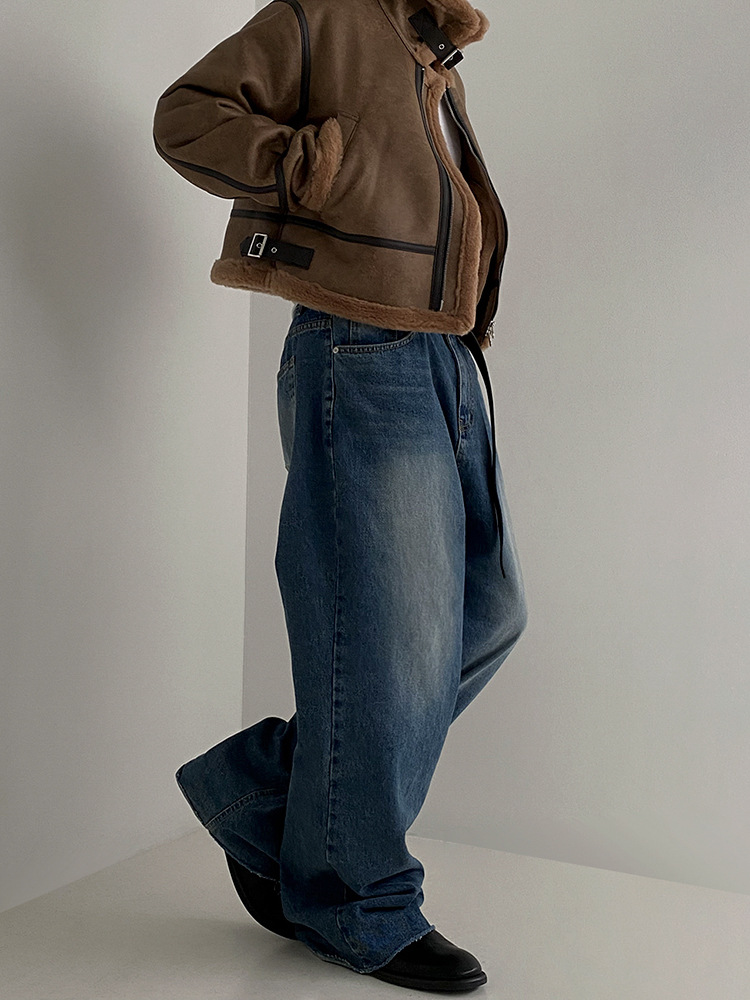 MYQ abrigo de algodón de piel de invierno de los hombres de estilo coreano de gamuza suelta chaqueta de cuero de la motocicleta