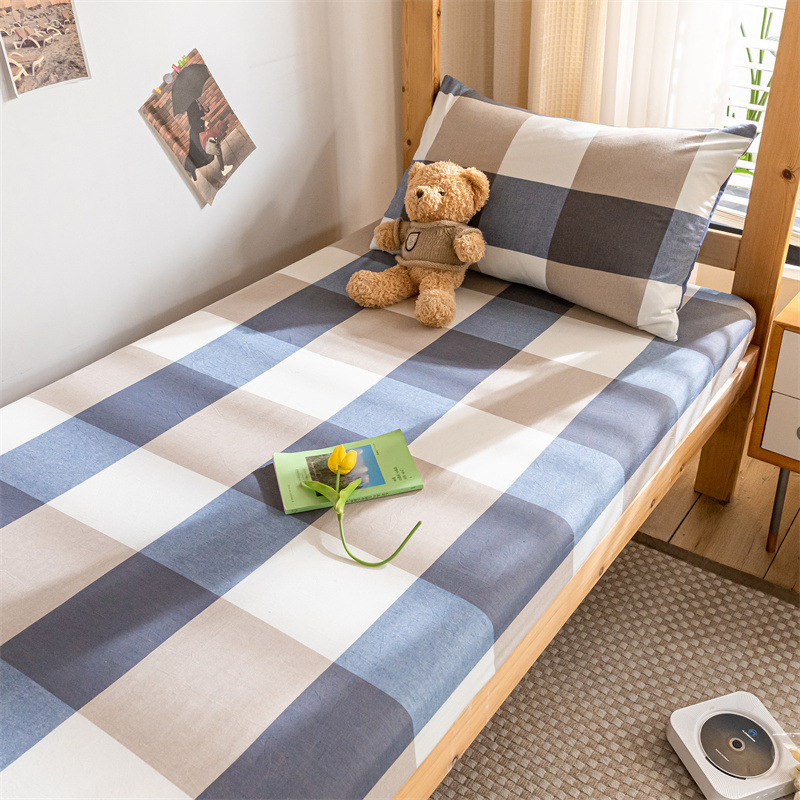 Sábanas de algodón para dormitorios de estudiantes universitarios, una sola pieza de edredón de algodón de 1,2 metros, juego de tres piezas de funda de almohada para dormitorio de secundaria individual