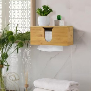 Wooden Household Tissue Box Bathroom Kitchen Tissue Box with Lid Wall-Mounted Living Room Wooden Tissue Box