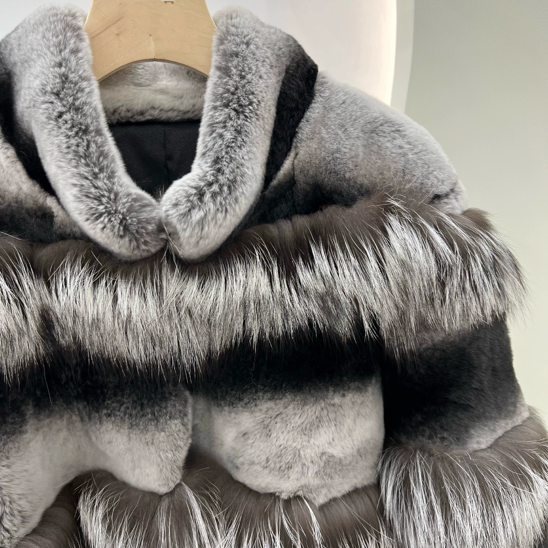 Хайнаньская меховая осень-зима новинка контрастный воротник stood light luxury Totoro лиса норка зайчик мех лоскутный лиса серебристый мех куртка