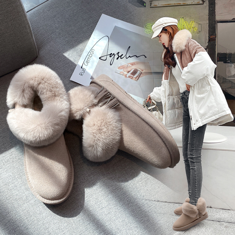 Augusto botas de nieve para las mujeres 2022 de invierno Nueva plataforma Estudiante ocio al aire libre forrado de lana zapatos de algodón cálido