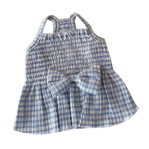 Bow pleated plaid dog skirt spring and summer cat two-legged dress princess style pet clothes wholesale