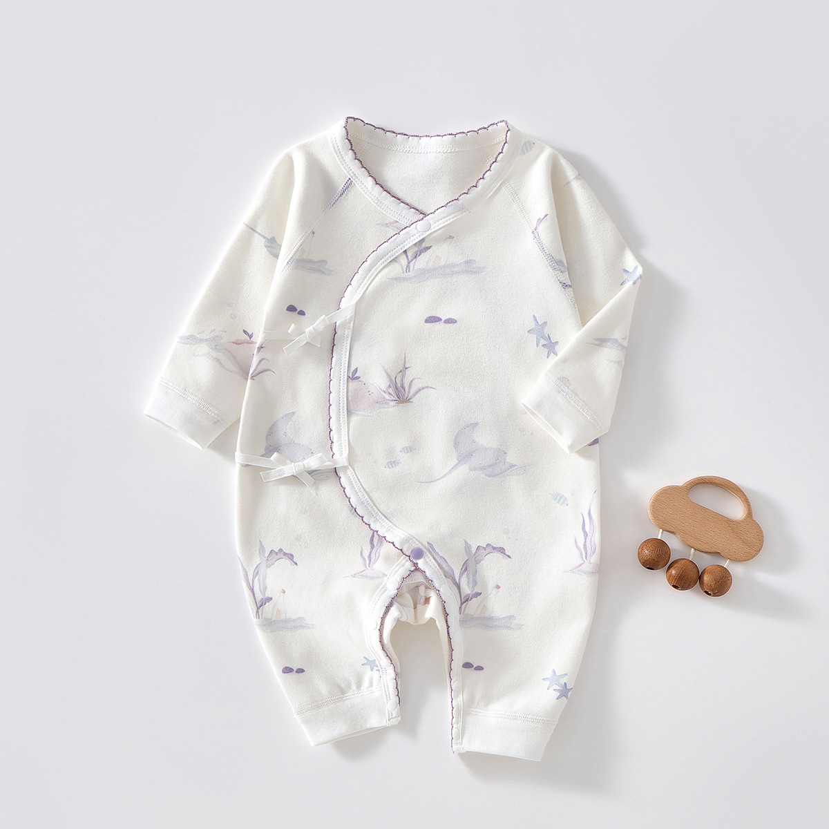 Ropa para bebés recién nacidos, pelele sin costuras de algodón puro, ropa estilo monje para bebés de primavera y otoño, mono para bebés