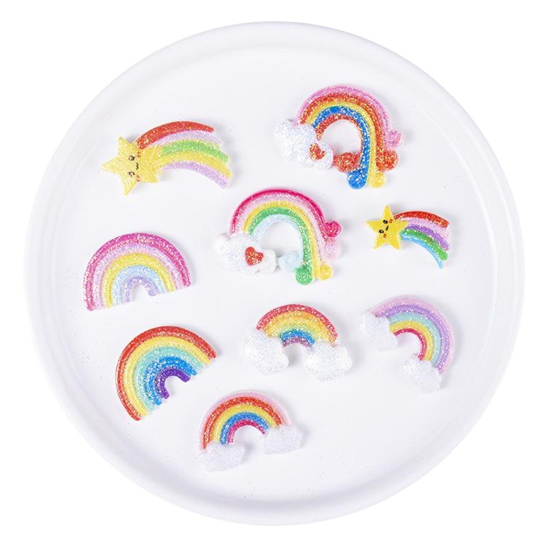Accesorios de resina brillo Arco Iris DIY niños broche de horquilla goma material de la joyería teléfono móvil Shell parche decorativo