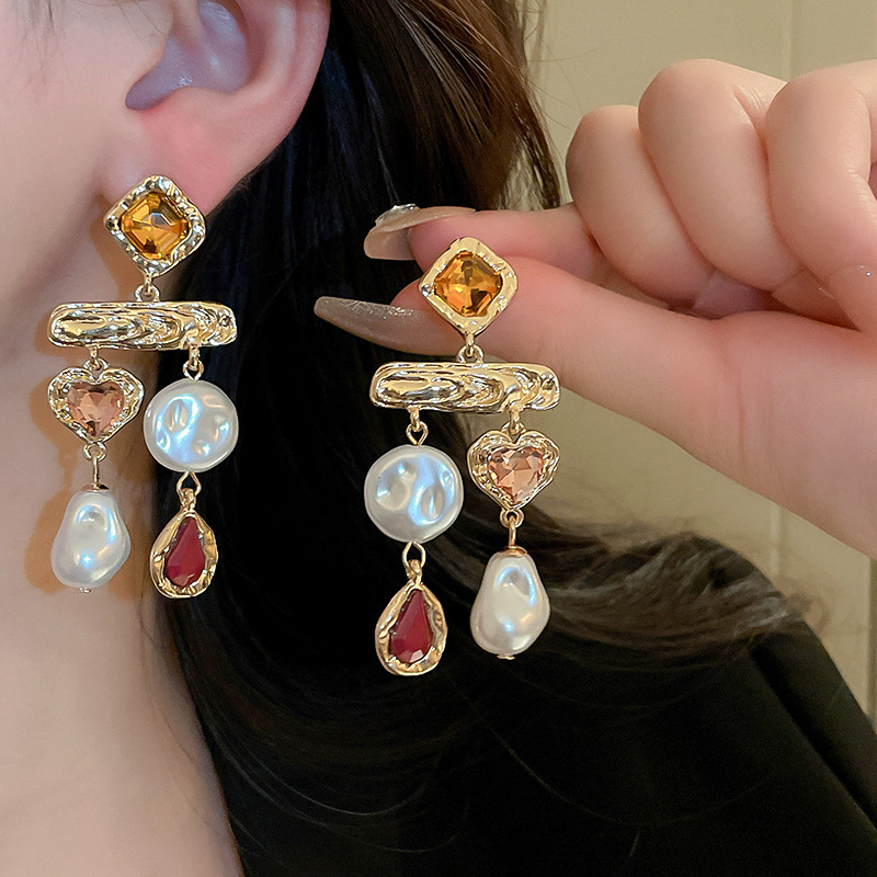 Holiday, Daily Occasion 1 Pair Retro Water Droplets Inlay Alloy Rhinestones Drop Earrings