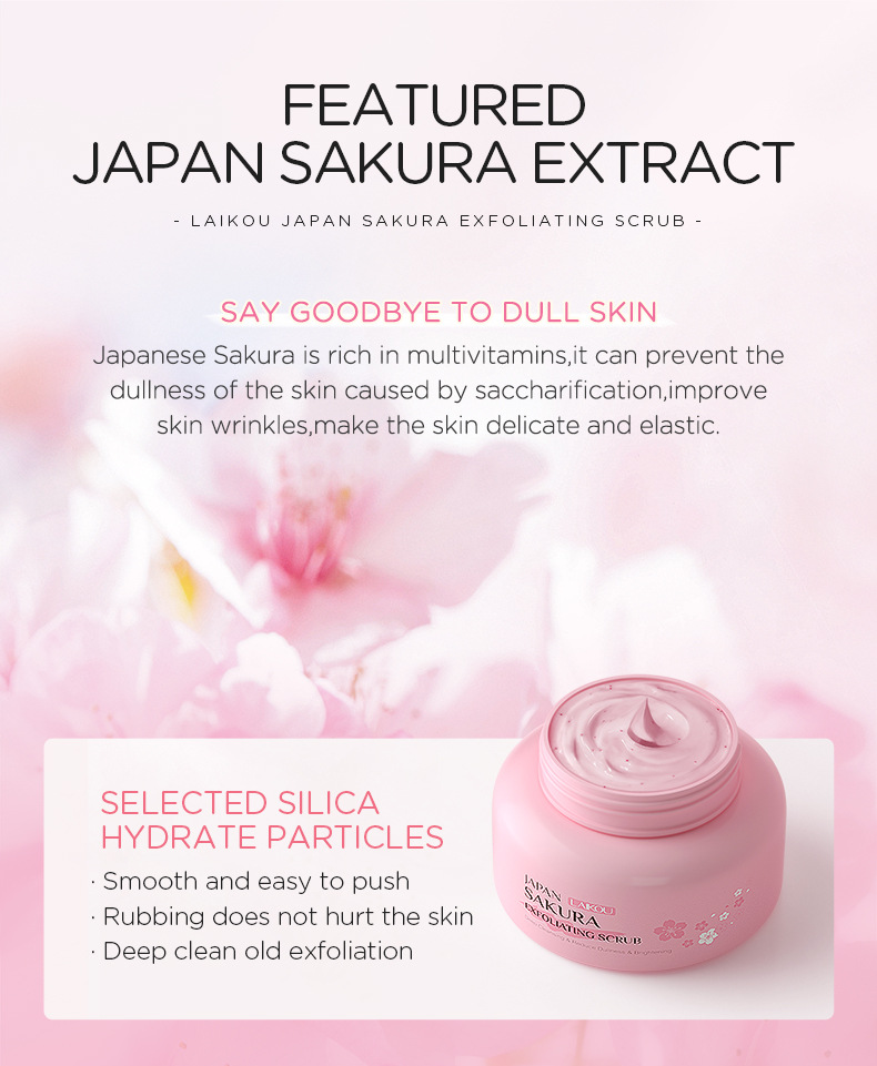 Wholesale of cross-border Laicome Japanese Cherry Blossom Scrub 100g Body Exfoliating, Hydrating and Moisturizing Cream undefined