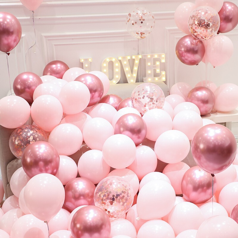 ネット赤誕生日風船結婚式結婚シーン配置二重レトロピンク風船装飾パーティーアーチ|undefined