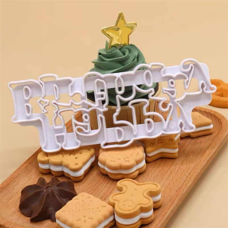С днем рождения HAPPY BIRTHDAY пластиковая форма для тиснения сахарных цветов оптовая продажа печенья