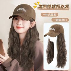 帽子假发一体女长发仿真发蛋蛋卷水波纹秋冬百搭全头套棒球帽假发