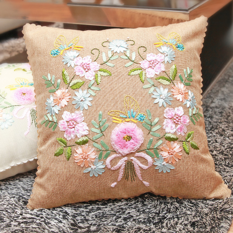 Jinhao bordado fábrica al por mayor hecho a mano bordado Cruz puntada DIY cinta bordado cojín almohada Guangzhou 04