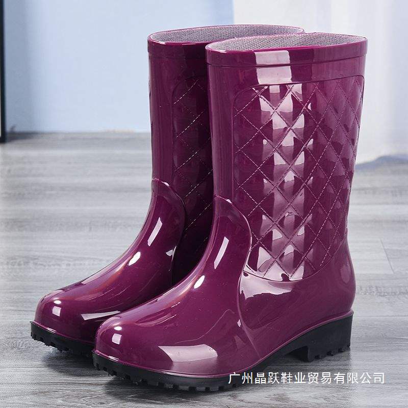 여성용 패셔너블한 종아리 중간 성인 미끄럼 방지 장화, 아웃도어용 고무신, 주방 작업용 덧신, 사계절 장화, 방수화