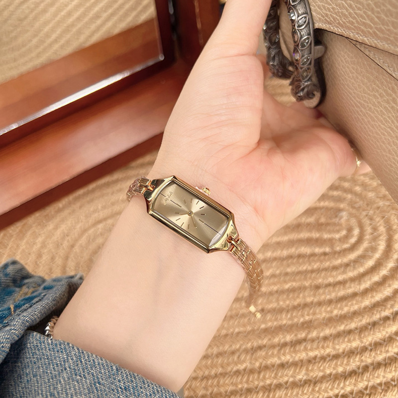 Mishali/Milisha Second-Hand Rectangular Steel Band Women's Watch Douyin Hot Style High-Quality Small Gold Watch Mishali/Milisha Second-Hand Rectangular Steel Band Women's Watch Douyin Hot Style High-Quality Small Gold Watch