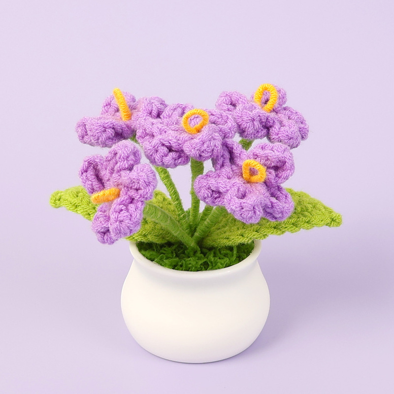 完成品クロスボーダーニットウールひまわり鉢植え造花研究デスクトップ装飾品卒業子供の日の小さなギフト|undefined