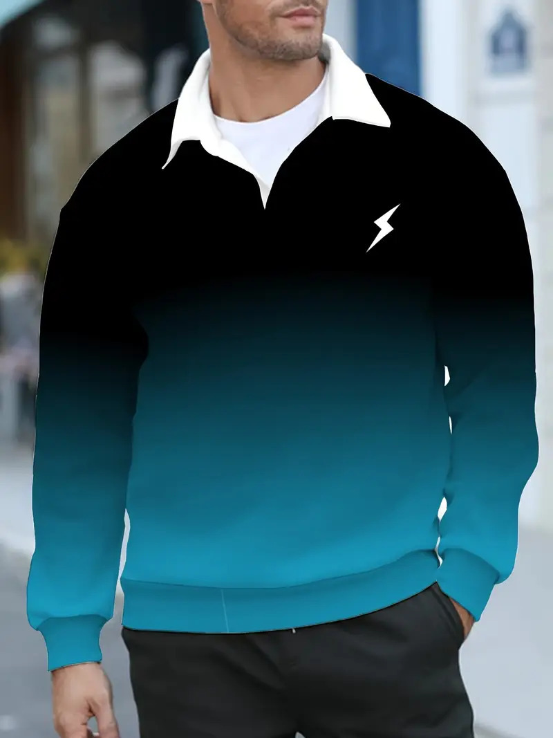 Sudadera para hombre nuevo primavera, otoño e invierno juventud engrosamiento color degradado solapa marca de moda chaqueta de manga larga MB14