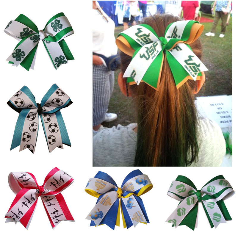 Cross Border Cheerleading Sports Hair Rings Football Baseball Golf Basketball Swimming Printed Bow Children's Hair Rope