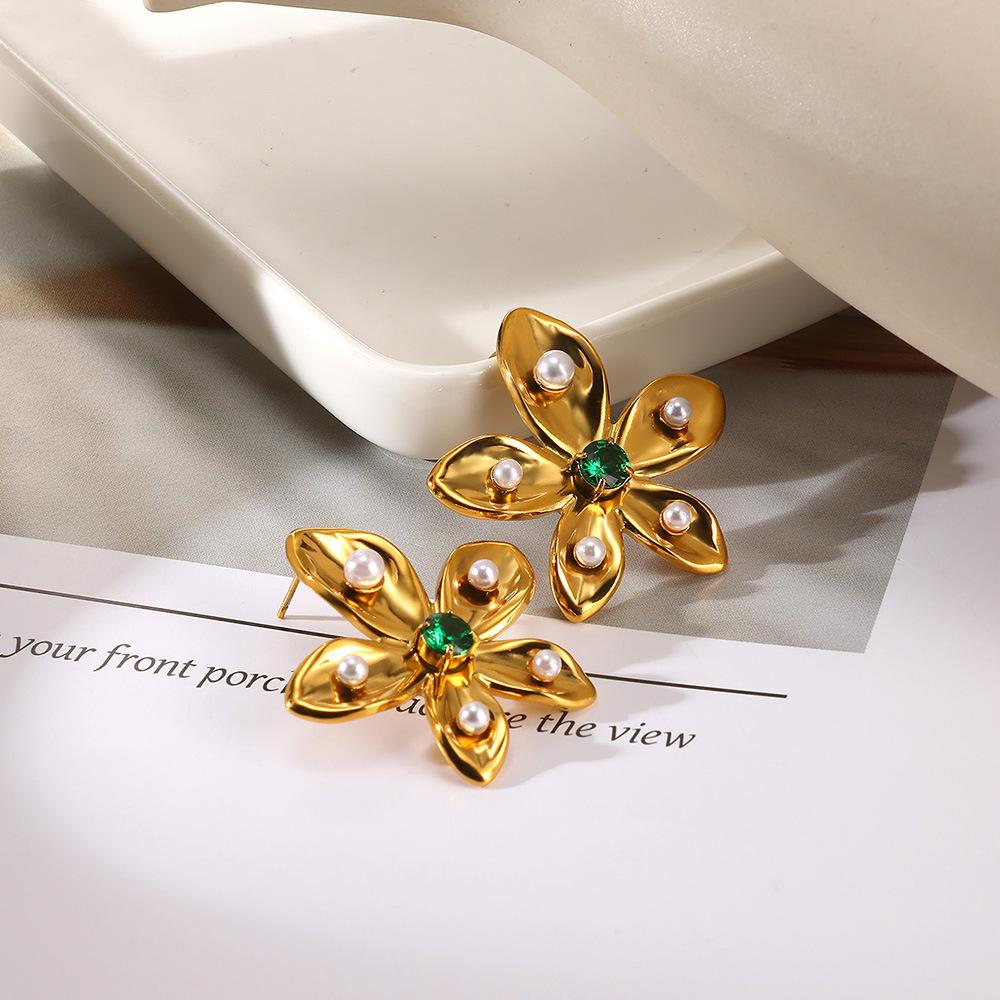 5g Weight 0.03µm-0.05µm Gold Plating Thickness PVD Coated Gold Plating Process 304 Stainless Steel Ear Needle Material Real Gold Plated Plating Material Zircon Inlay Material Dangling Earrings Classification 1 Pair Quantity Holiday, Daily Occasion 304 Stainless Steel Material Flower, Shell Pattern Women's Gender Vacation, Simple Style Style Waterproof Non Tarnish, Inlay Craft PVD Coated Real Gold Plated Flower Shell 304 Stainless Steel Vacation Simple Style Waterproof Non Tarnish Dangling Earrings 14