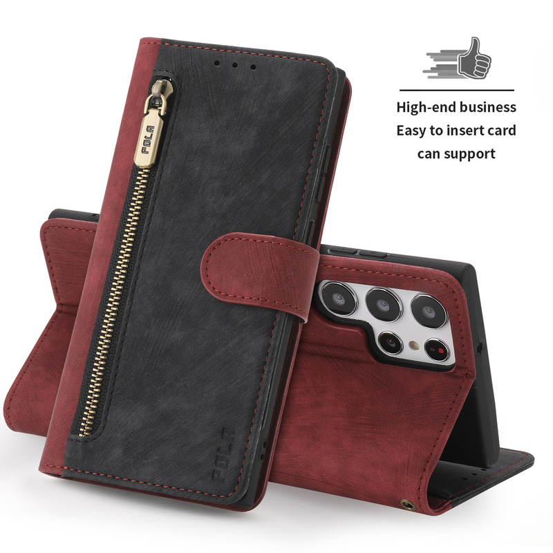 For Samsung Galaxy Flip Leather Case note20ultra Phone Case Card Note10 All-inclusive Bracket