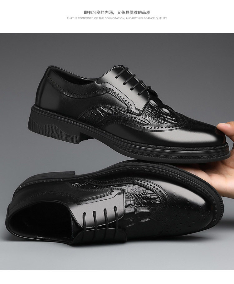 Giày da nam da bò thật kiểu Oxford Brogue Anh, đế thấp, dây buộc, dễ phối đồ công sở và đi tiệc cưới — Màu nâu, Màu đen, Màu đen lót nhung chi tiết 21