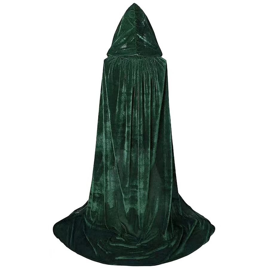 Capa de Halloween Capa de adultos Vampiro Disfraz de brujo Demonio Disfraz de Muerte Sombrado Capa de terciopelo Rojo