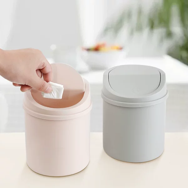 Desktop Plastic Crocker Trash Can Household Mini Trash Can Creative European Style Living Room Table Trash with Lid