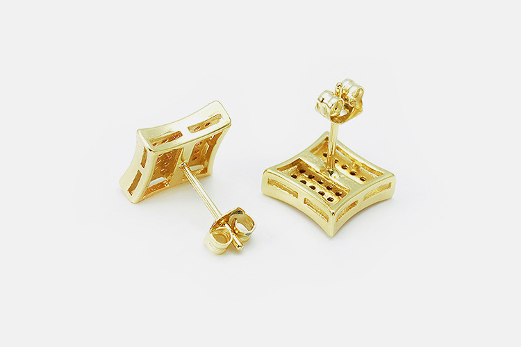 Festival Occasion Exquisite Fashion Gold-plated Zircon Stud Earrings Square Stud Earrings Cross-border Supply Exquisite All-match Small Zircon Earrings