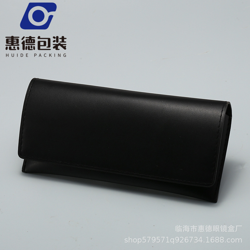 Wire-Tied Black Leather Clip Glasses Case Manufacturer Wholesale Magnetic Sunglasses Case Anti-Pressure Sunglasses Case with Logo Printable