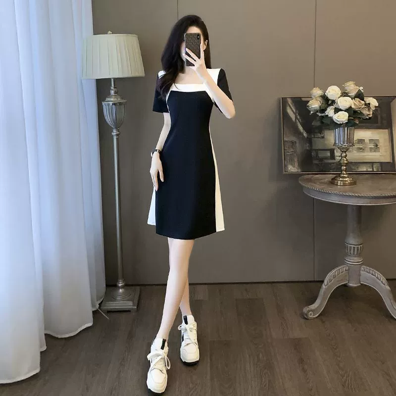 Французский дизайн, милый стиль, новое летнее платье, закрывающее тело и выглядящее стройнящим, женская утягивающая юбка с высокой талией, уменьшающая возраст.