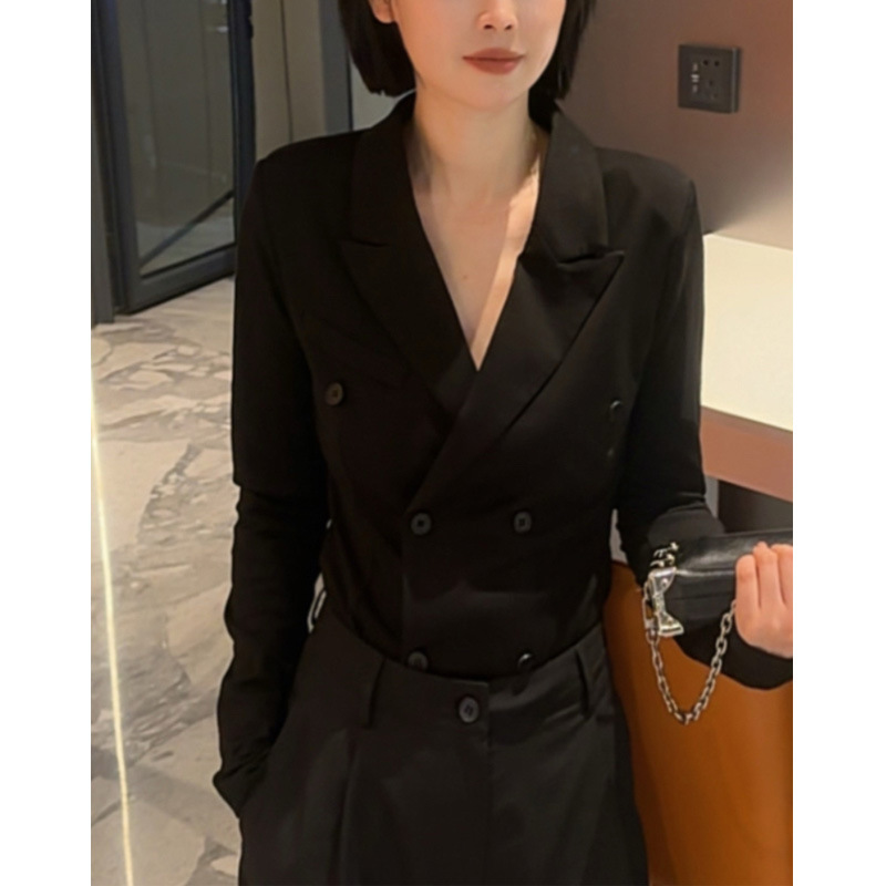 韩系超好看正肩收腰西装外套女2025新款春秋显瘦设计感两色上衣|undefined