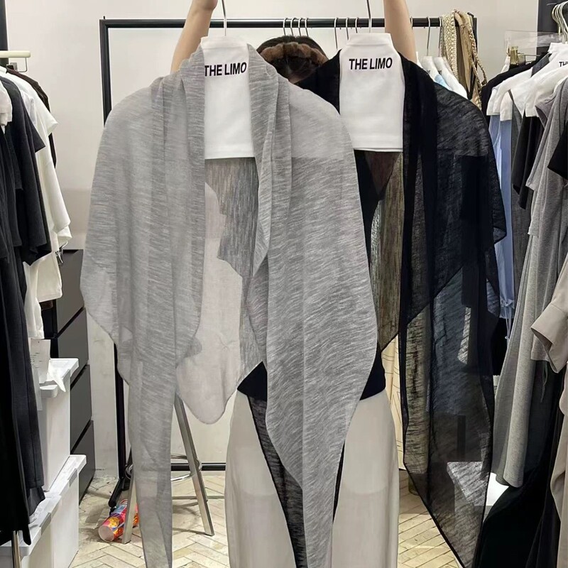 Exported to Korea, Original Tencel Linen Triangle Scarf, Sun Protection, Korean Style, Solid Color, Simple and Versatile, Cheongsam Shawl, Summer Thin Style