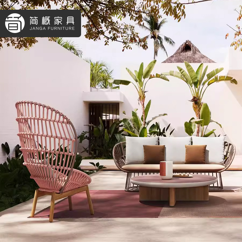 Scandinavian Outdoor House Sofa Courtyard Balcony Leisure Rattan Chair Furniture Hotel Homestay Terrace Garden Tea Table and Chair Scandinavian Outdoor House Sofa Courtyard Balcony Leisure Rattan Chair Furniture Hotel Homestay Terrace Garden Tea Table and Chair