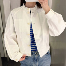 小众2025春季新款白色立领单排扣夹克简约休闲百搭短款外套女