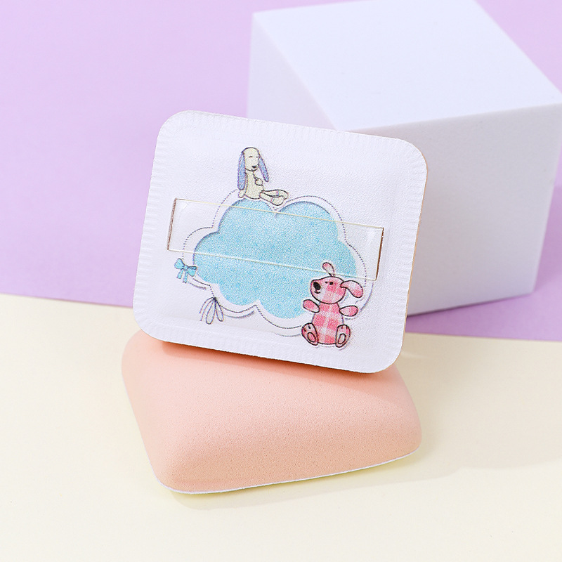 Fábrica de algodón personalizado polvo cuadrado esponja de maquillaje no comer polvo q bala seca y húmeda diseño de logotipo