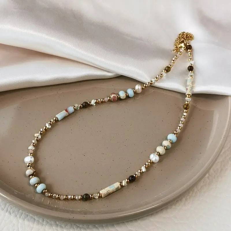 Simple Style Color Block Imitation Pearl Shell Beaded Chain Beaded Necklaces Wholesale display picture 3