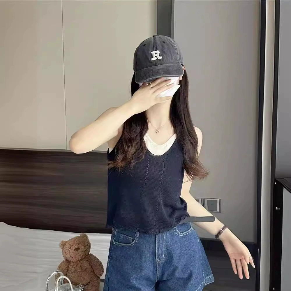 Летний новый женский поддельный жилет из двух частей