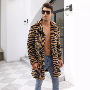 European and American men's fur coat warm coat imitation fur coat men's long coat cross-border new men's coat
