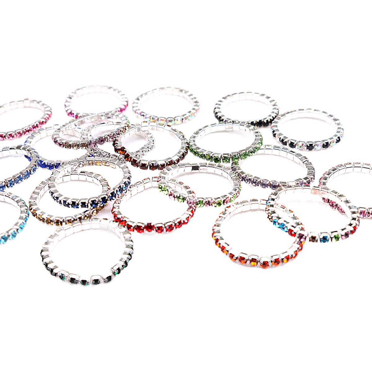 Cross-border Rhinestone Ring Women's Diamond Ring Micro-inlay Fashion Elastic Ring ins Gem Tail Ring Factory