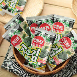 韩国紫菜干零食品海牌芥末味即食烤海苔网红办公室休闲零食16g8袋