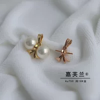 Чистый G18K True Gold двойные бусины бабочка галстук инкрустированный пустым держателем жемчуг нефритовый воск DIY кулон Полуфабрикаты аксессуары