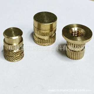 弹簧螺丝数控车床加工 热熔注塑黄铜滚花螺母盲孔预埋滚花螺加工