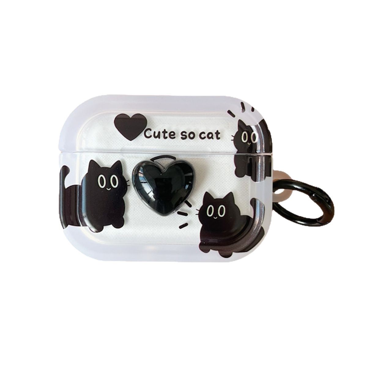 Funda Protectora para Auriculares con Diseño de Gato Negro de Dibujos Animados, Compatible con Apple Airpods 4, Bluetooth, Pro3