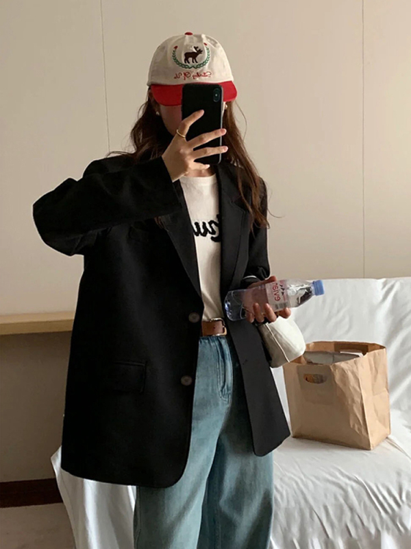 2025新款小个子粉色西装女职业装正装大学生面试工作西服黑色外套|undefined