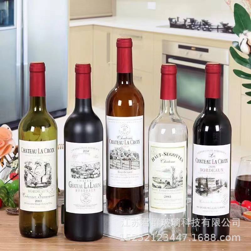 现货批发红酒瓶空酒瓶750ml墨绿色洋酒瓶高档葡萄酒瓶果酒瓶套装