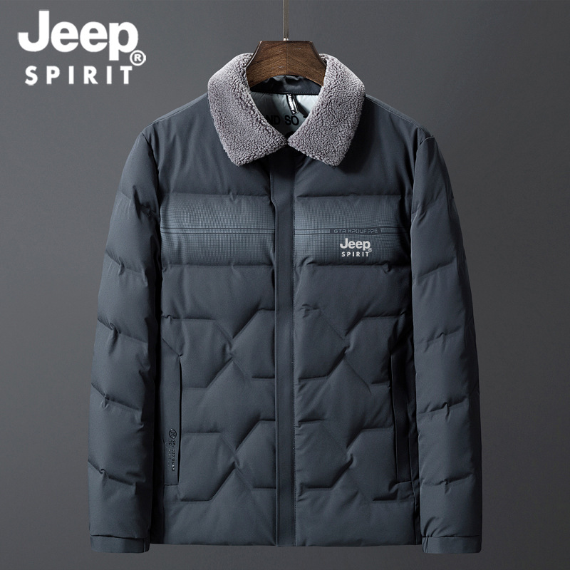JEEP SPIRIT hombres de invierno abajo chaqueta caliente al aire libre engrosada suelta más tamaño pato blanco abajo de longitud media