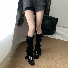 早秋新款蕾丝绑带袜套女春秋款千禧辣妹拼接白色过膝堆堆小腿套